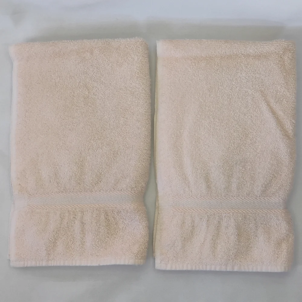 Vintage Set of 2 Jubilee Peach Terry Cloth Hand Towels 100% Cotton Made In USA